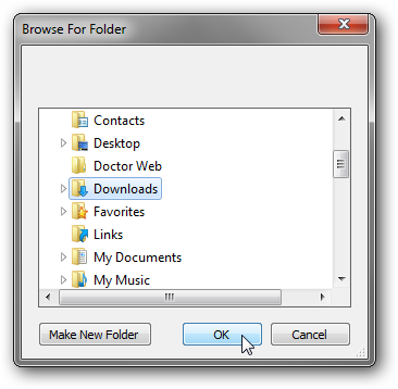 Select local folder