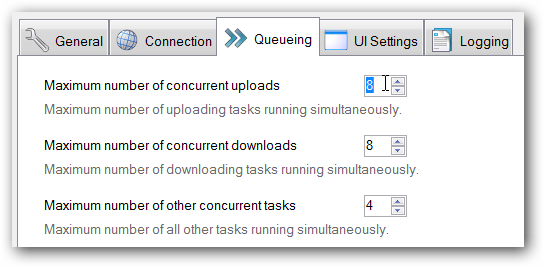Configure the number of concurrent uploads