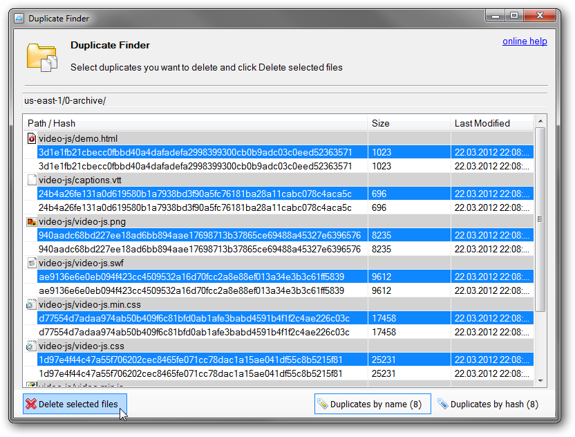 video file duplicate finder