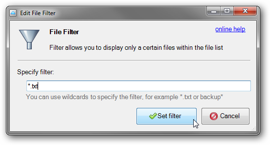 File Filter dialog